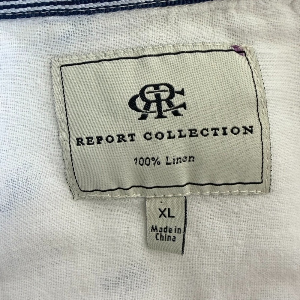 Report Collection Mens 100% linen Short Sleeve Shirt Size XL Lobster Resort - Picture 11 of 11